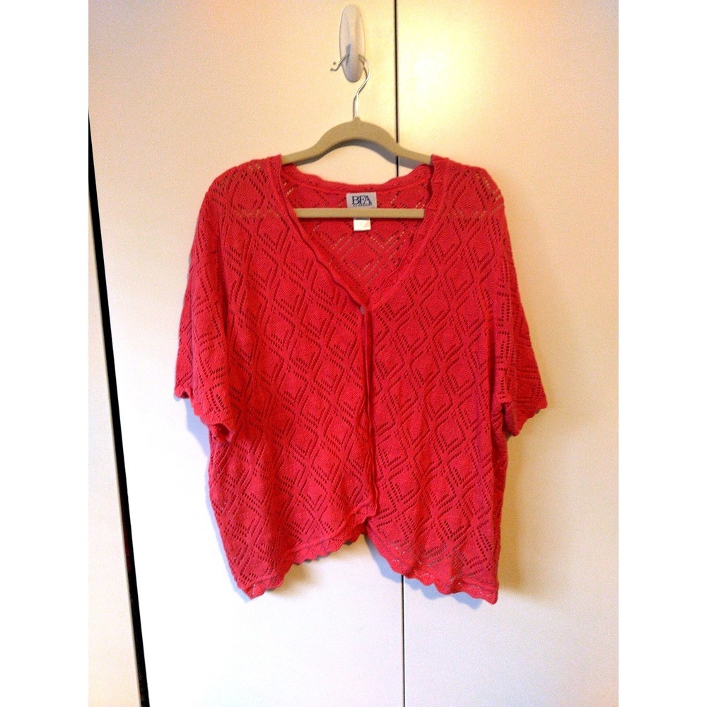 Womens Crochet Single Button Cardigan  Size 3x Pink Feminine Boho Chic Romantic